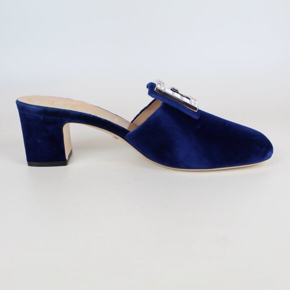 NEW Gucci Crystal Logo Velvet Mules Shoes - Office to Evening, Cocktail, Party - Picture 5 of 15